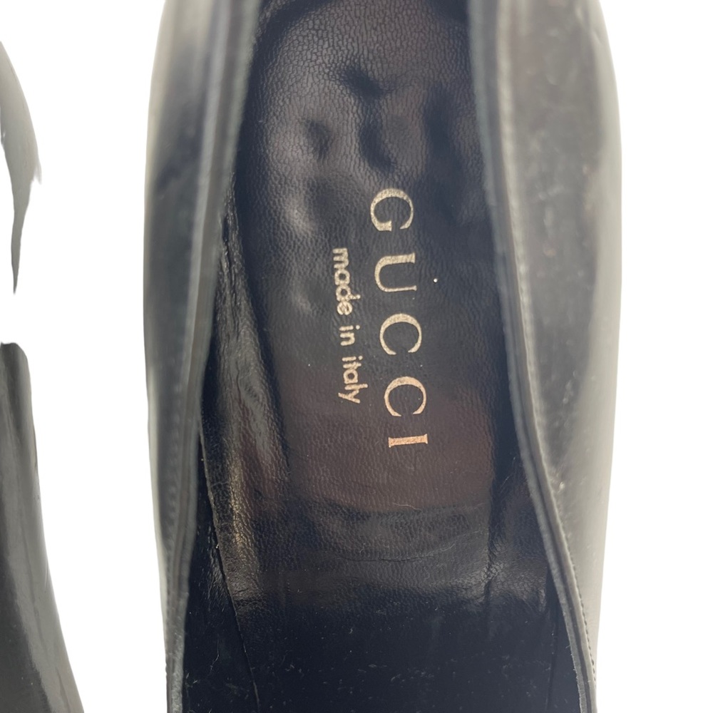 Gucci Black Leather Round-Toe Block Heel Pumps - Picture 10 of 13